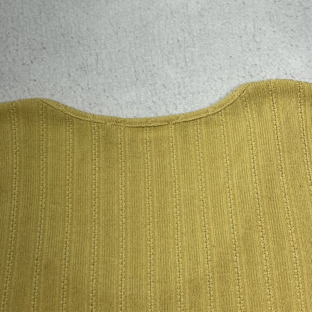 Glance Women's Large Short Sleeve Henley Button Up Pullover Stretch Yellow Top - Picture 10 of 13